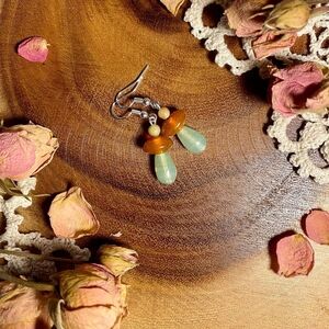 Elegant Green and Brown Dangle Earrings